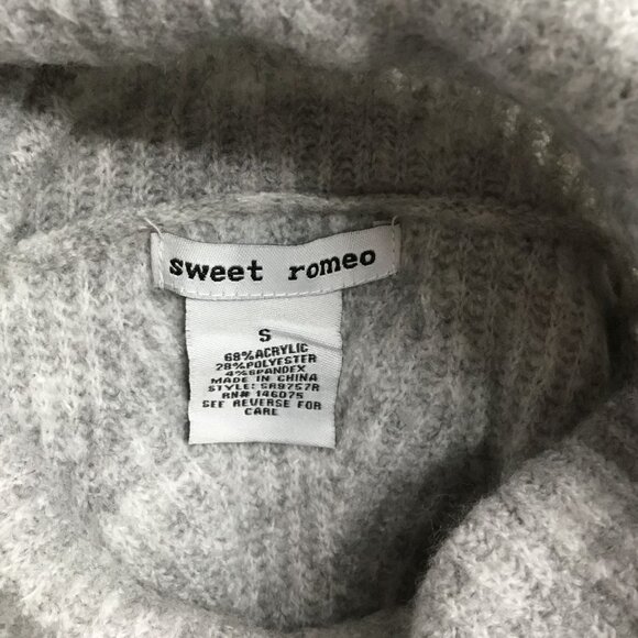 Sweet Romeo Abstract Rib Knit Turtleneck Tunic Sweater Heather Grey‎ S - Picture 4 of 4